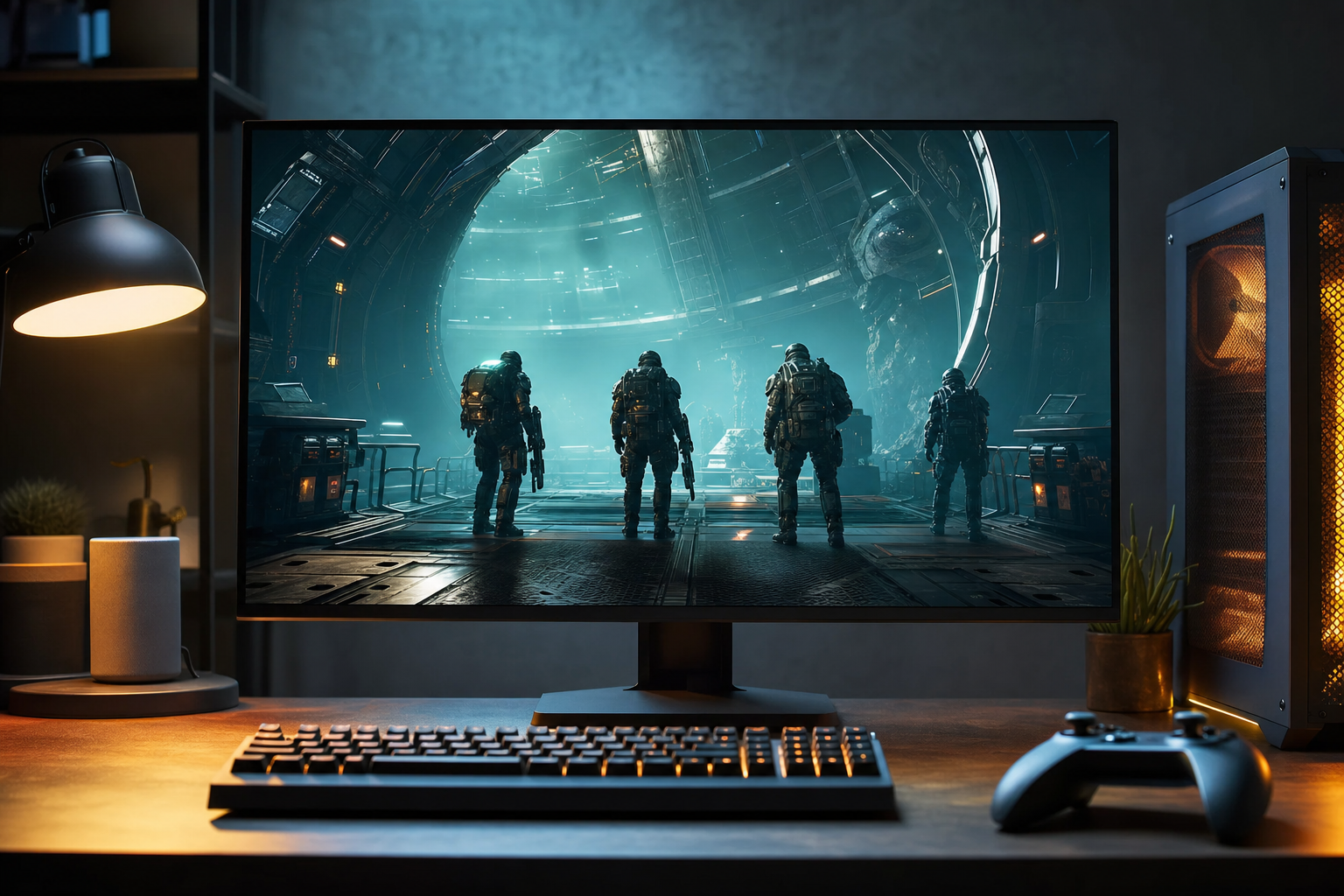 Pro gaming space with modern pickibet.com lighting